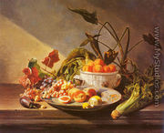 A Still Life With Fruit And Vegetables On A Table - David Emil Joseph de Noter
