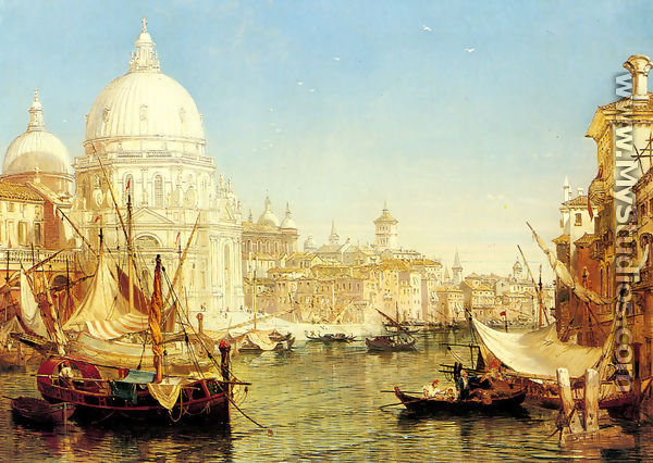 A Venetian Canal Scene with the Santa Maria della Salute - Henry Courtney Selous