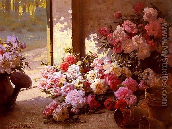 Jete De Fleurs Et Arrosoir (Freshly Picked Flowers With A Watering Can) - Edmond-Louis Maire