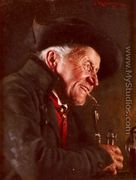 A Portrait Of A Man In A Tavern - Carl Kronberger