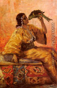 A Moroccan Beauty Holding A Parrot - Frantz Charlet