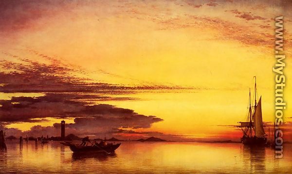 Sunset On The Lagune Of Venice - San Georgio-In-Alga And The Euganean Hills In The Distance - Edward William Cooke