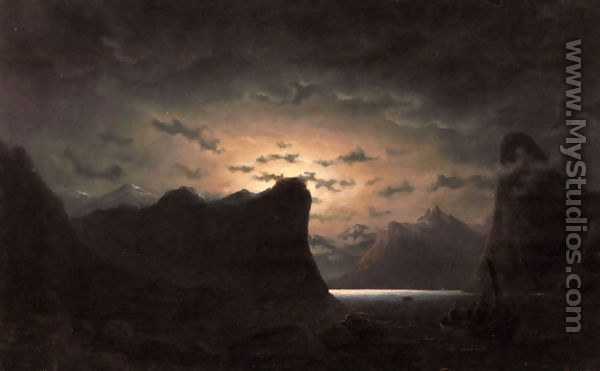 Fishing Near The Fjord By Moonlight - Marcus Larson