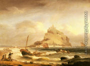 Fishermen rowing in, before St. Michael's Mount - Thomas Luny