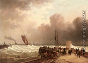 Shipping Approaching The Harbour Mouth In A Rough Sea - John Jock Wilson