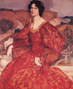 Sybil Walker in Red and Gold Dress - George Lambert