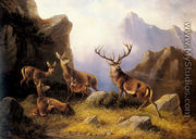 Deer in a Mountainous Landscape - Moritz Muller