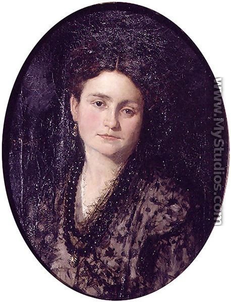Retrato de Doña Teresa Martínez, esposa del pintor (Portrait of Doña Teresa Martínez, wife of the painter) - Ignacio Pinazo Camarlench