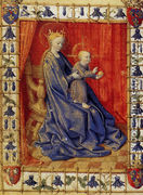 The Virgin And Child Enthroned - Jean Fouquet