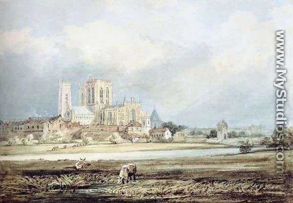 York Minster from the South-East, with Layerthorpe Bridge - Thomas Girtin