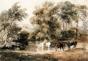 Horses Drinking At A Pool - Peter de Wint