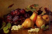 Still Life With Pears, Plums In A Glass BowlAnd White Currants On A Table - Eloise Harriet Stannard