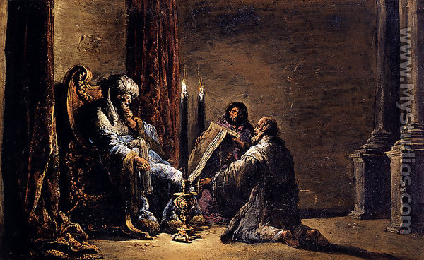 The Scribe Shaphan Reading The Book Of Law To King Josiah - Leonaert Bramer