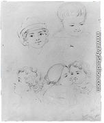 Sketches of Heads (from McGuire Scrapbook) - George Augustus, Jr Baker