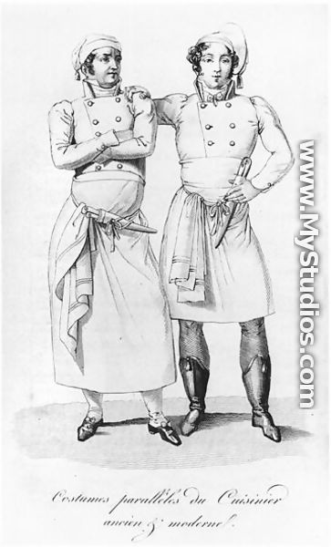 Costumes of cooks from different eras, from 