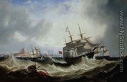 Shipping off Gibraltar in heavy seas - James Wilson Carmichael