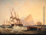 Warships Under Sail at Gibraltar, 1855 - James Wilson Carmichael
