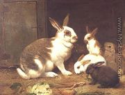Rabbits feeding, 1884 - Henry William Carter