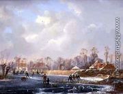 Landscape with Figures on a Frozen River - Hendrik Gerrit ten Cate