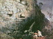 Head of Itzam Na, Izamal, Yucatan, Mexico, 1844 (2) - Frederick Catherwood