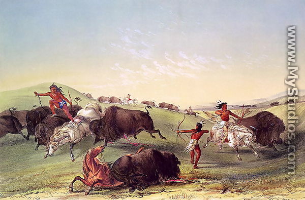 Buffalo Hunt, plate 7 from Catlin