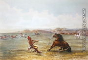 Osage hunters catching wild horses - George Catlin