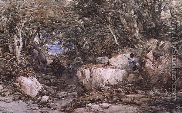 Forest Glen with Travellers Approaching an Ambuscade - George Cattermole