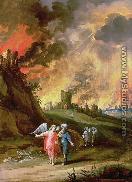 Lot and His Daughters Leaving Sodom - Louis de Caulery