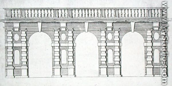 Design for an arcade with balustrade top from 