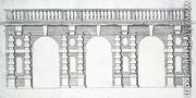 Design for an arcade with balustrade top from 'The Gardens of Wilton', c.1645 - Isaac de Caus