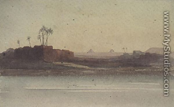 First View of the Pyramids from the Nile near Cairo - G.S. Cautley