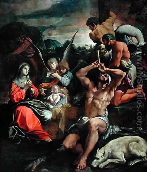 The Adoration of the Shepherds - Giacomo Cavedone