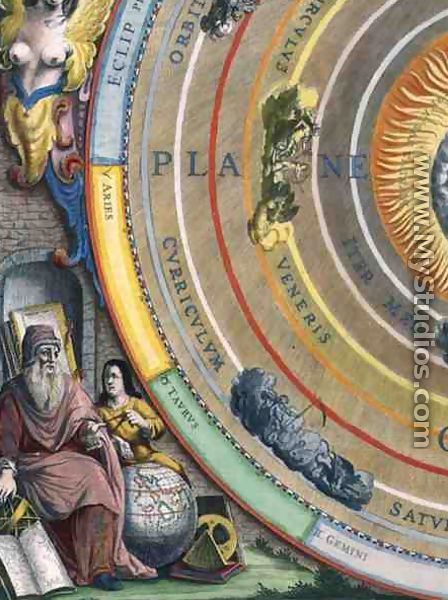An Astronomer, detail from a map of the planets, from 