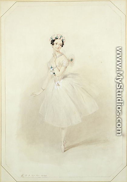 La Sylphide, the ethereal creature, dances for James, Marie Taglioni (1804-1884) in Act I of a performance of 