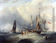 A Man-o'-War and Fishing Boats off Southsea - George Chambers