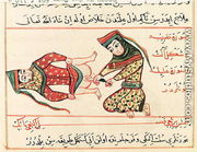 Ms Sup Turc 693 fol.110v Midwife operating on a hermaphrodite, 1466 - Charaf-ed-Din