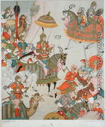 Emperor Babur (r.1526-30) at the head of his army, after a sixteenth century Mughal miniature - Charpentier