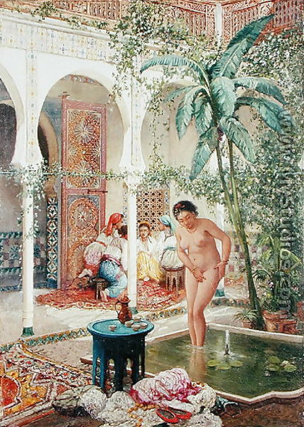 Women of the Harem at the Poolside - Marc-Alfred Chataud