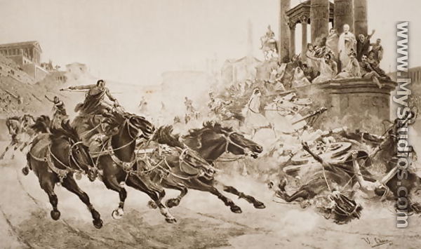 A Roman Chariot Race, illustration from 