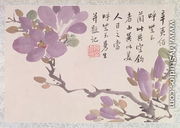 Blossoms, one of twelve leaves inscribed with a poem from an Album of Fruit and Flowers - Hongshou Chen