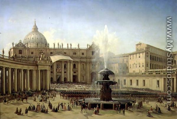 The Piazza San Pietro in Rome at the time of a Papal Blessing, 1850 - Grigori Grigorevich Chernetsov