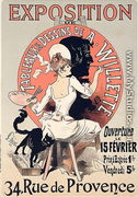 Reproduction of a poster advertising an 'Exhibition of the Paintings and Drawings of A. Willette (1857-1926), Rue de Provence, 1888 - Jules Cheret