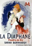 Reproduction of a poster advertising 'La Diaphane', translucent face-powder, modelled by Sarah Bernhardt (1844-1923), 1890 - Jules Cheret