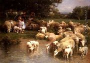 Children and Sheep in Spring - Luigi Chialiva