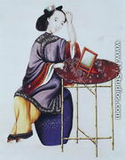 A Chinese Woman Arranging her Hair, Qianlong Period (1736-96) - Chinese School