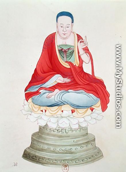 Buddha seated on a lotus flower - Chinese School