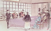The Japanese ministers I-Tso and Mou-Tsou discuss with the Chinese envoy Ri-Ko-Sho the conditions of the Shimonoseki truce, 16th April 1895 - Chinese School