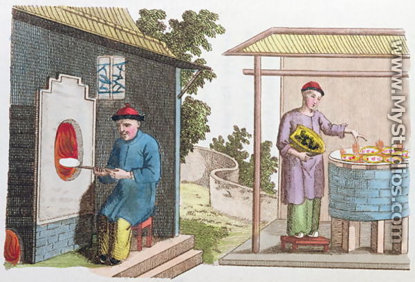 Firing of porcelain in China at the end of the 18th century, from 