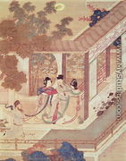 A romantic meeting, illustration from a traditional Chinese novel - Chinese School