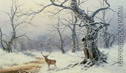 A Stag in a wooded landscape - Nils Hans Christiansen